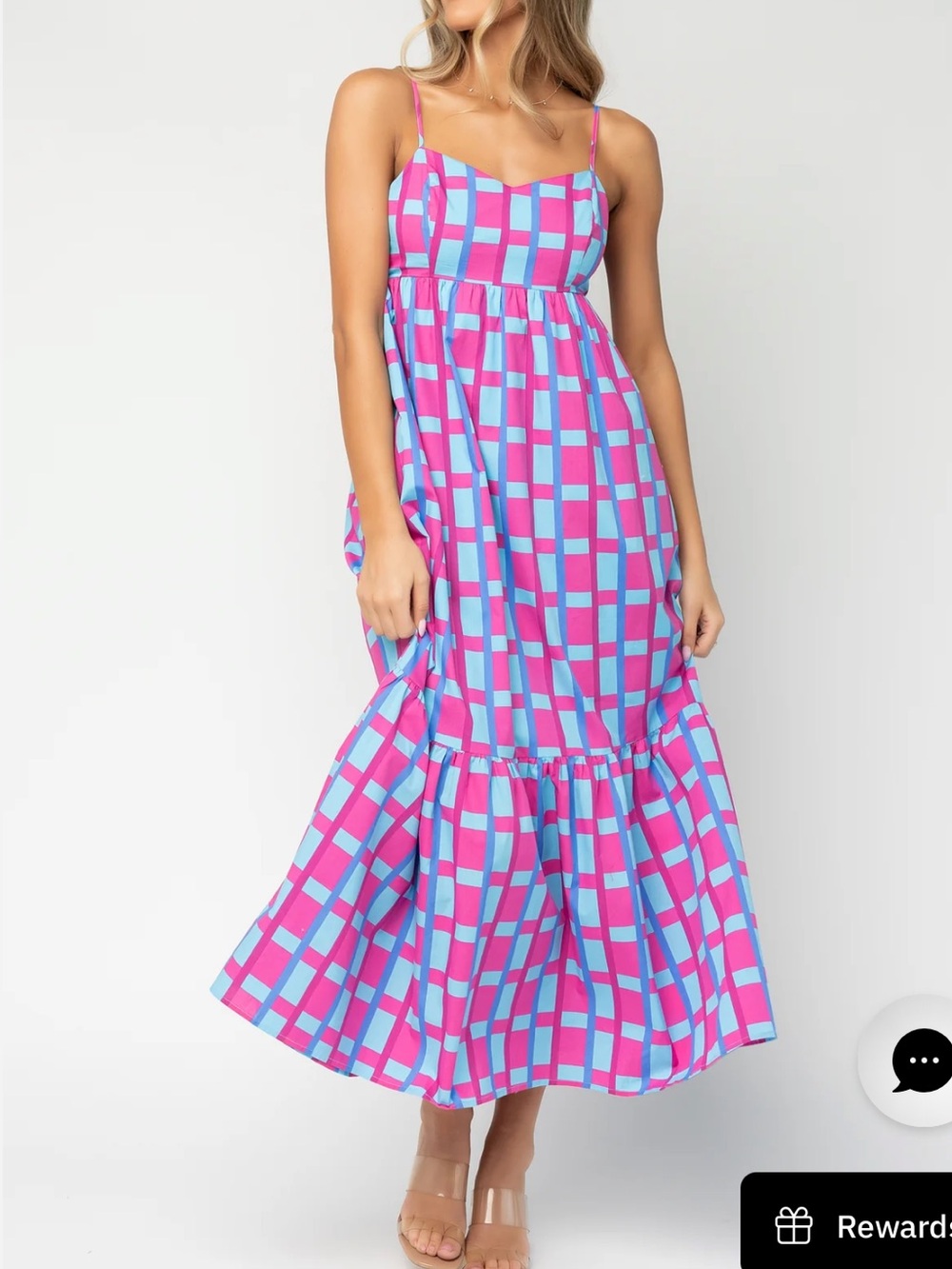 NWT Baltic Born Rita Maxi Dress Large Pink Blue Check Long Summer Sundress New - Picture 6 of 10
